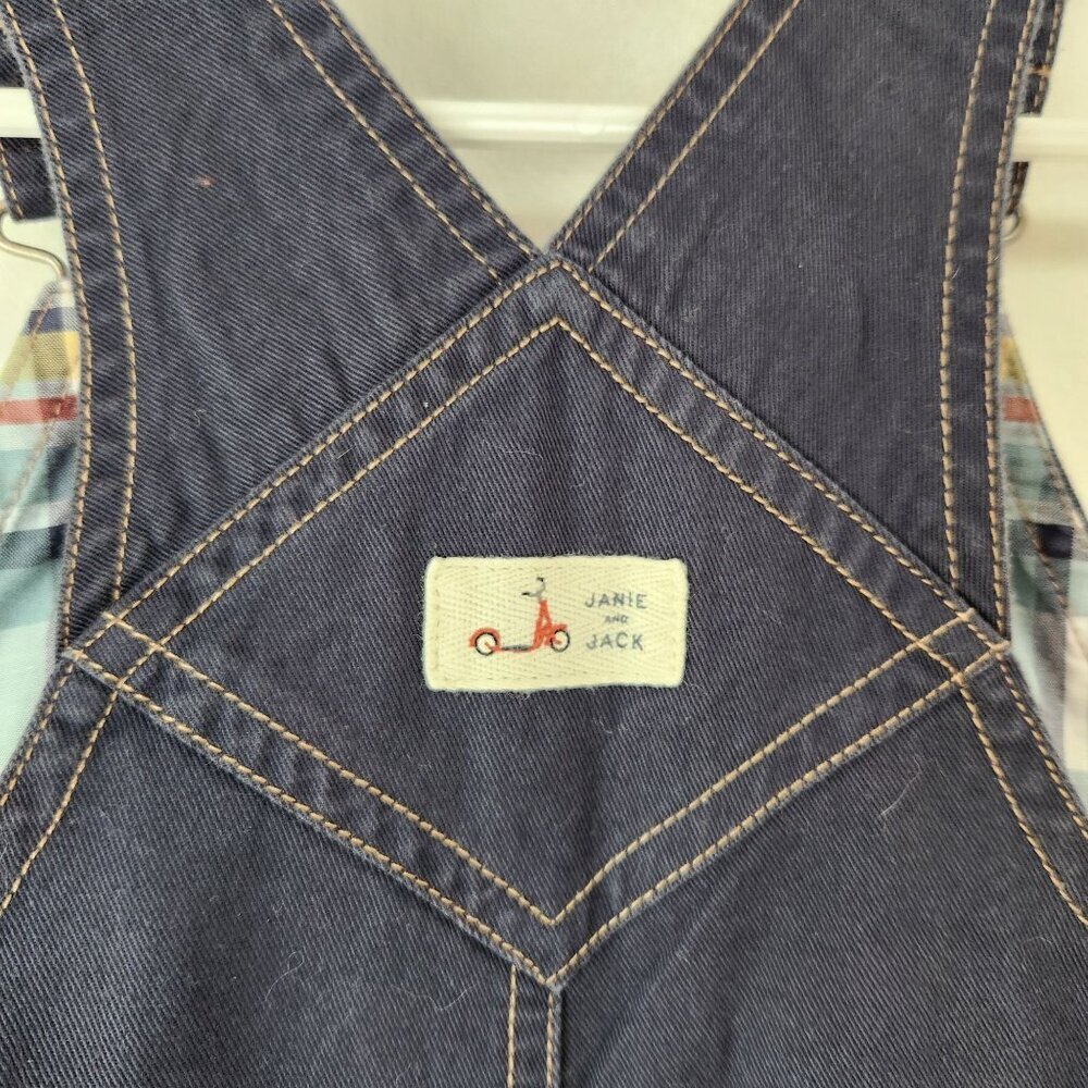 Janie and Jack Boys Overalls Shorts Blue Shortalls Outfit Embroidered 18-24M - Picture 4 of 8